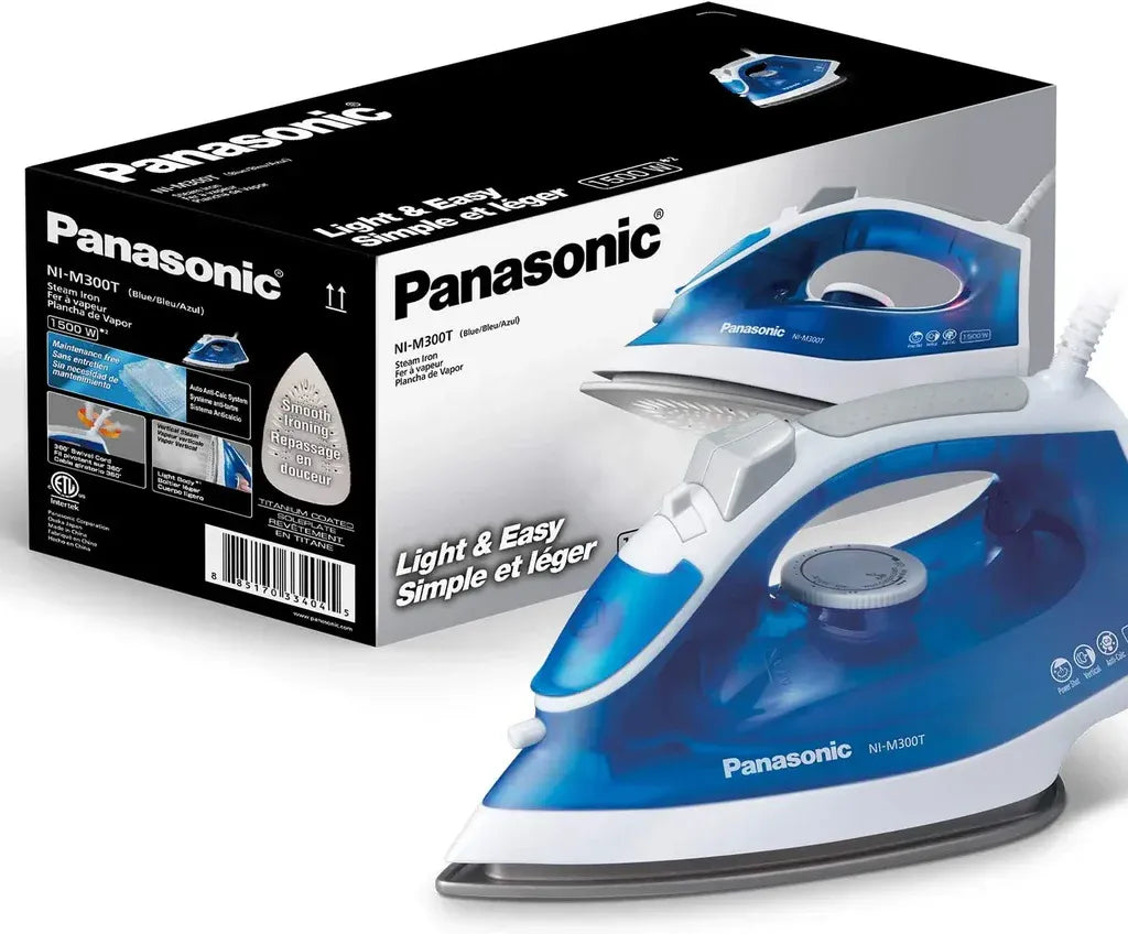 Panasonic Steam Iron – Light & Easy, Titanium-Coated Soleplate