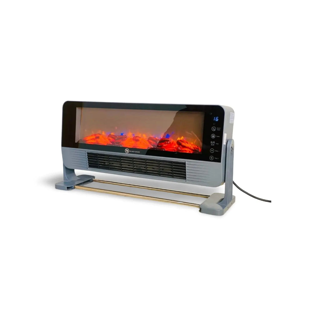 Electric Fireplace Fan Heater – LED Flame Effect | Remote Control | Fast Heating | Room & Office Heater